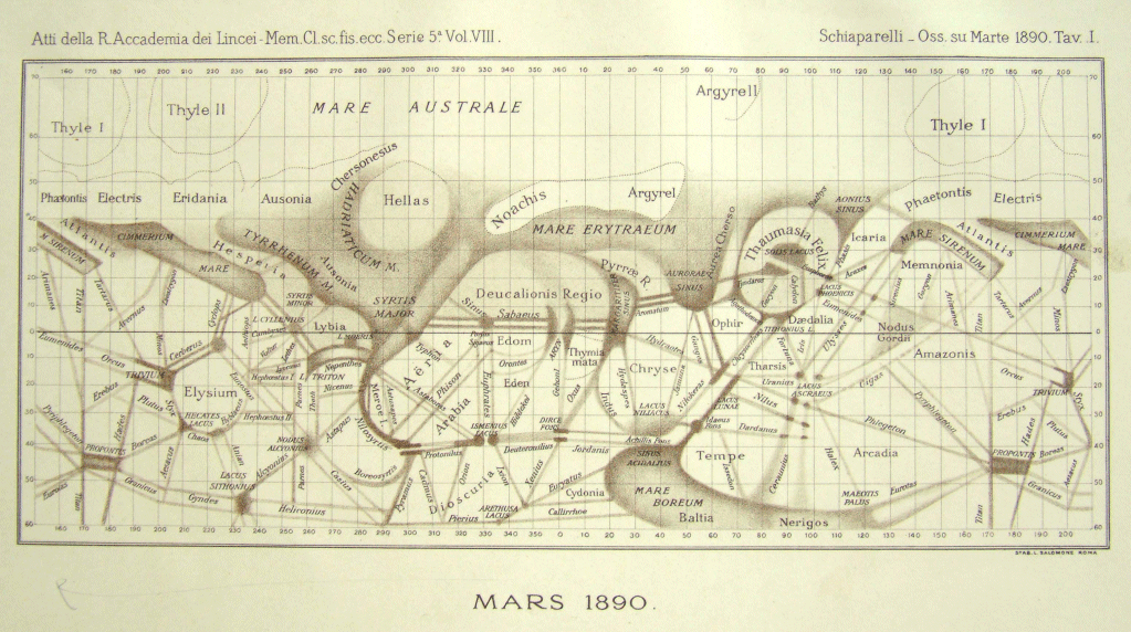 Mappa di Marte di Schiaparelli del 1890
