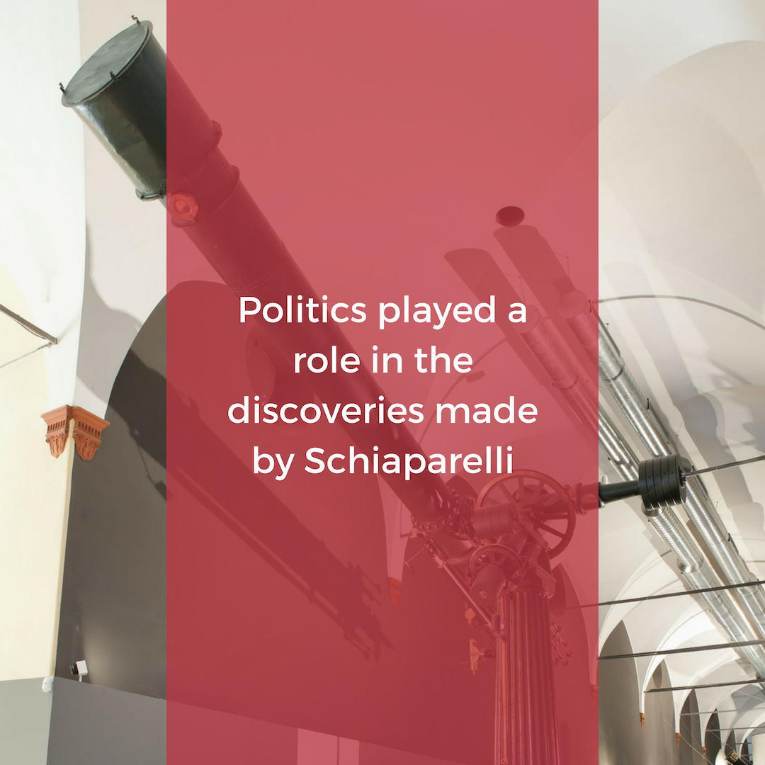 Politics played a role in the discoveries made by Schiaparelli