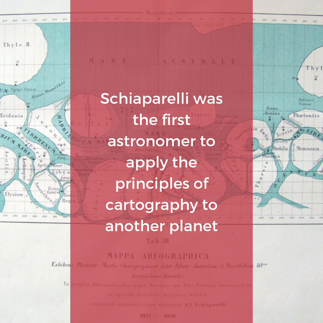 Schiaparelli is famous worldwide for his observations of the planet Mars, which had begun accidentally while he was trying out his new telescope at the Brera Astronomical Observatory (the telescope started operations  in 1875).